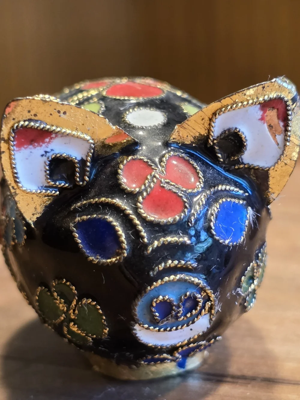Cloisonne Enamel on Brass Tiny Flower Power Pig 2